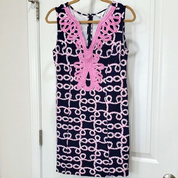 Crown & Ivy Elegant Pink and Navy Midi Dress, Size PS - Picture 1 of 5